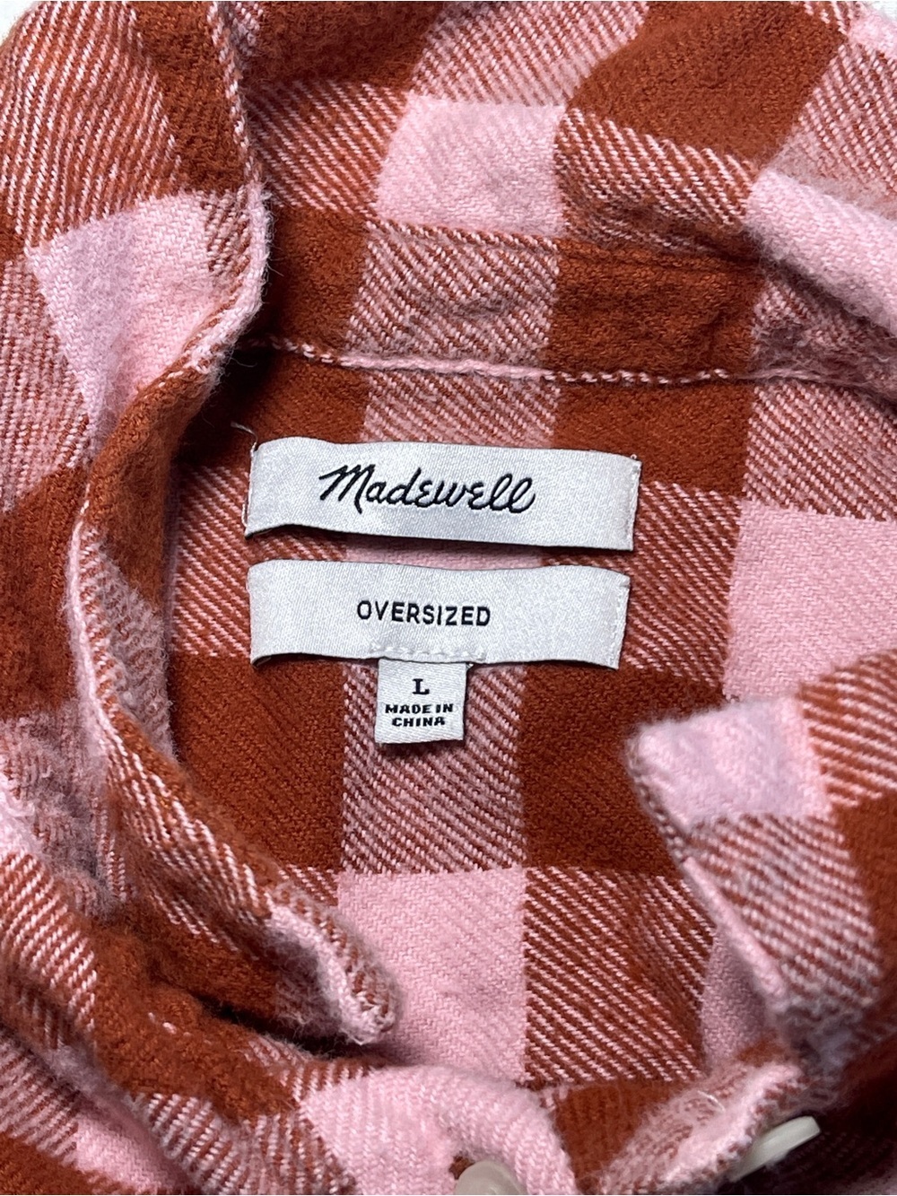 Checked Button-Down Shirt Jacket - Rust/Pink - Picture 5 of 10